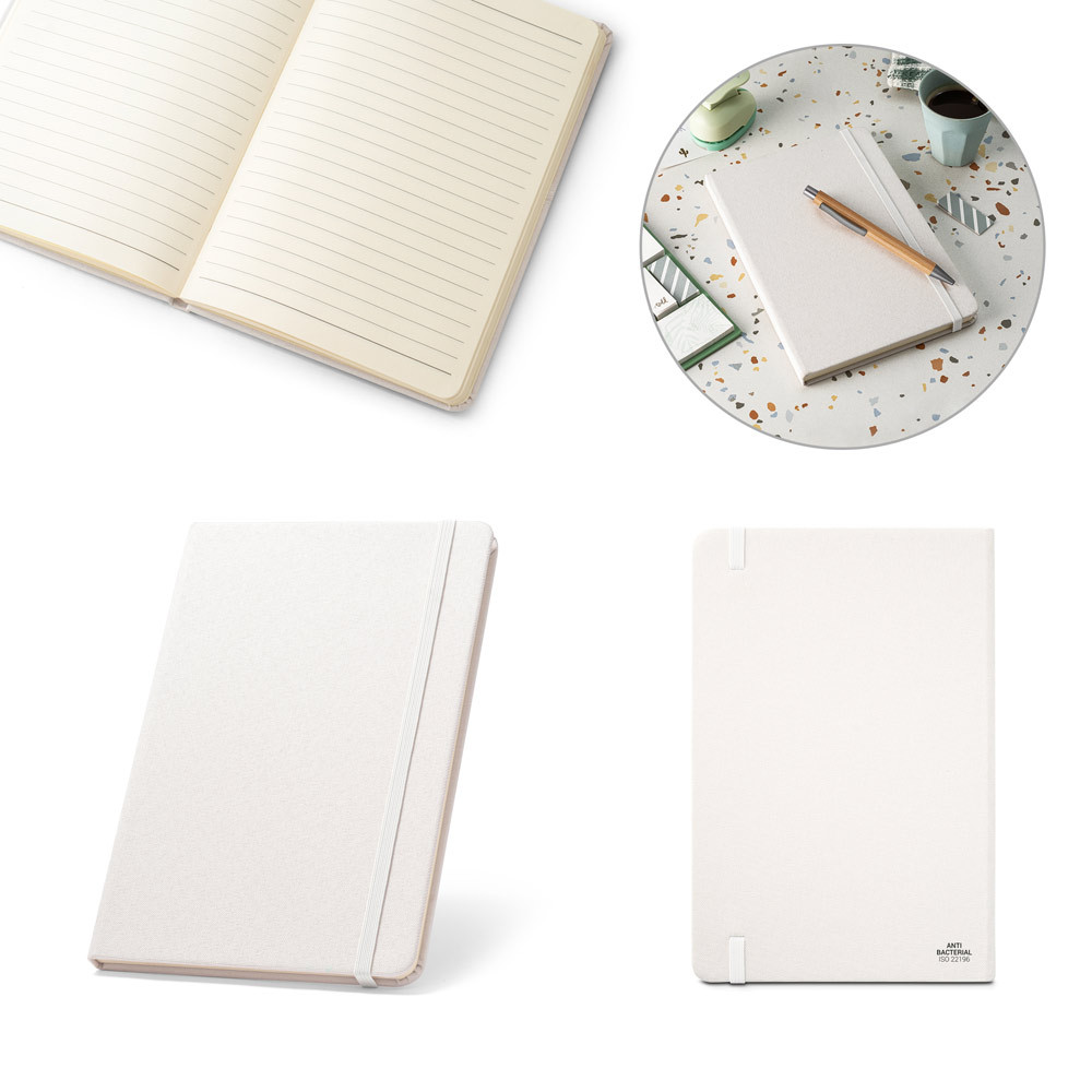 Caderno A5 em PET reciclado com tratamento antibacteriano